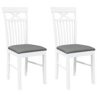 ESSZIMMERSTÜHLE Mit Kissen 2Er Set Weiss Massivholz Gummibaum - Weiß, Naturmaterialen (53.5/94/42.5cm) - vidaXL