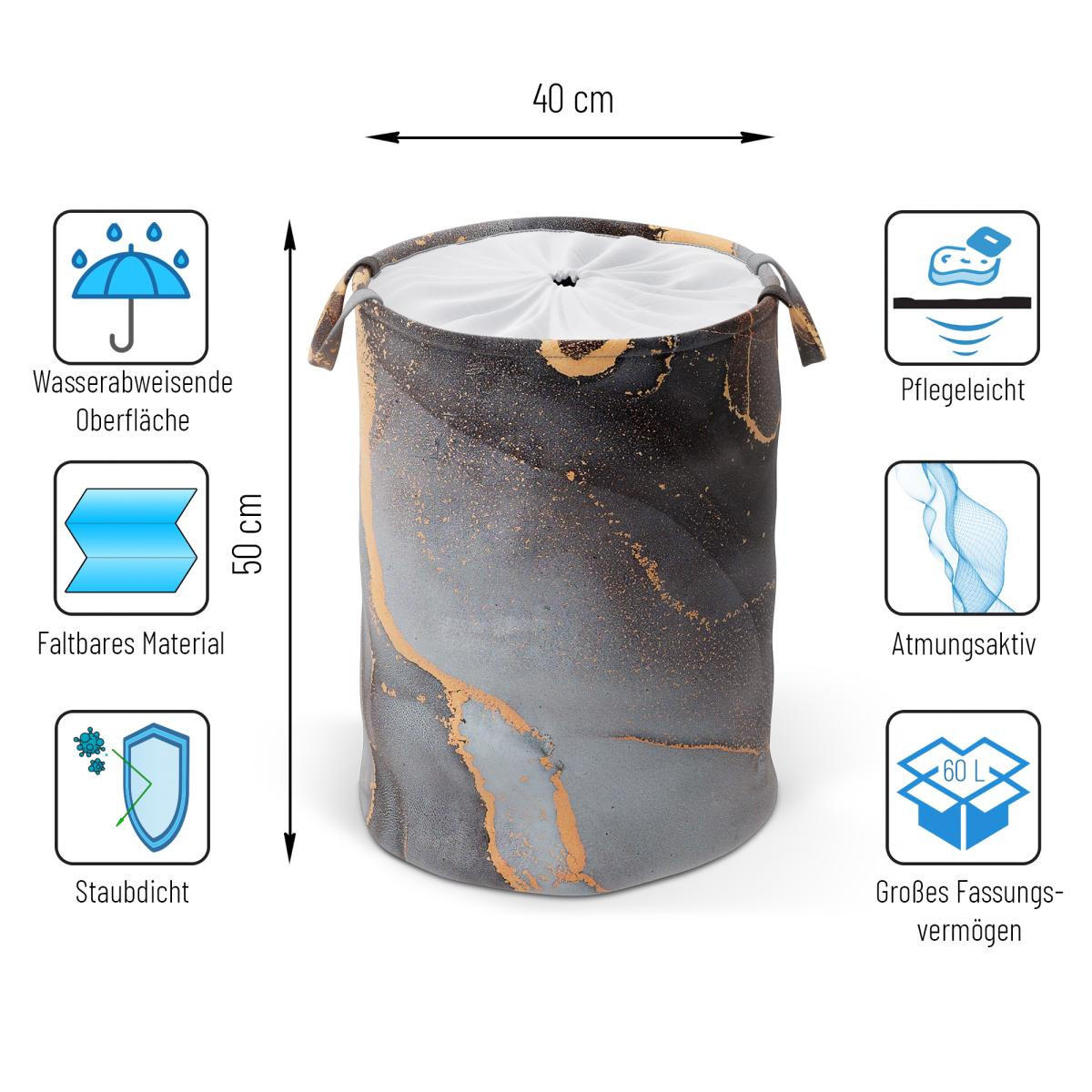 WÄSCHEKORB Marmor Abstrakt - Grau, Textil (37/55/55cm) - Sanilo