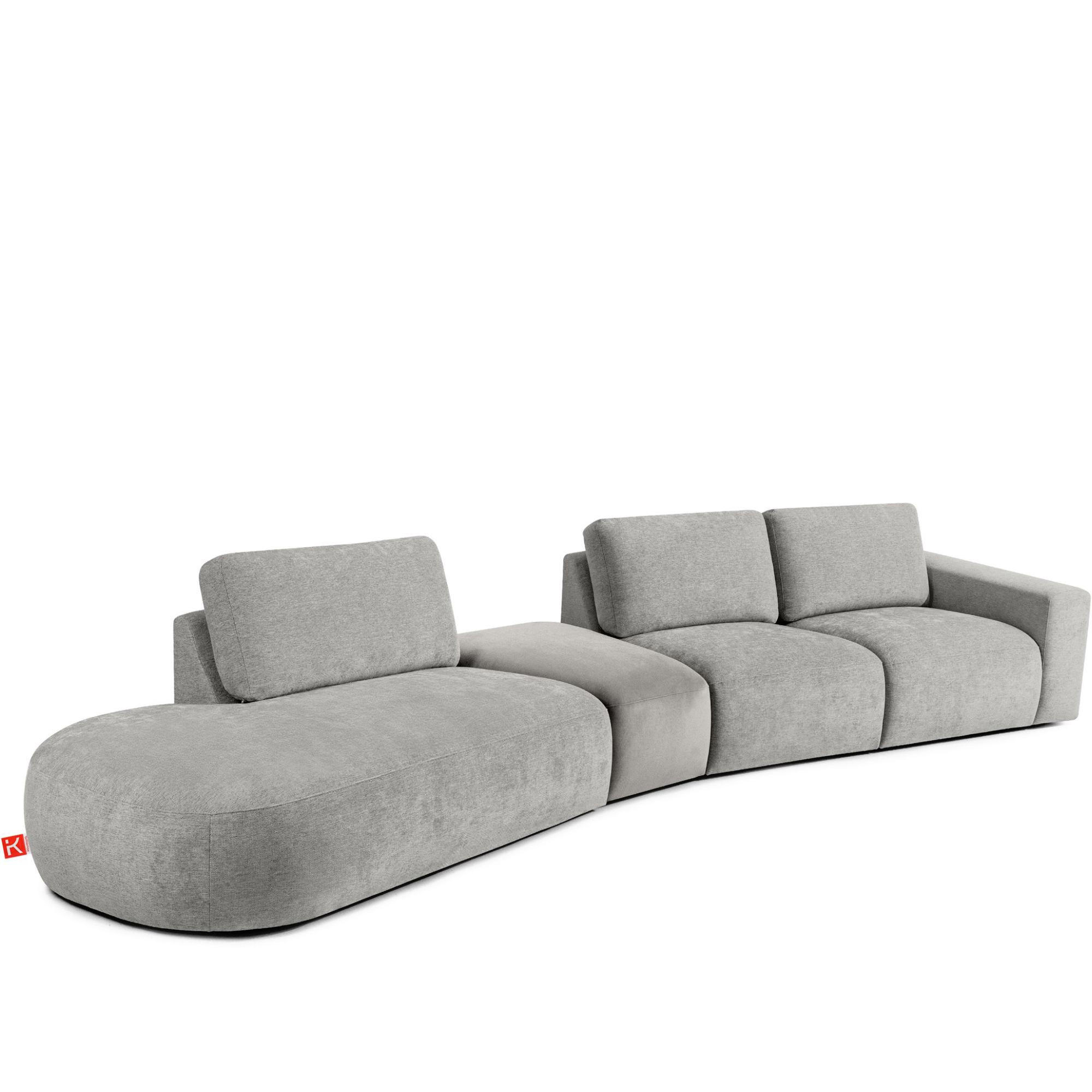5-SITZER ECKSOFA ZUCCO Chenille links, Steingrau - Greige, Textil (430/84/105cm) - KONSIMO®