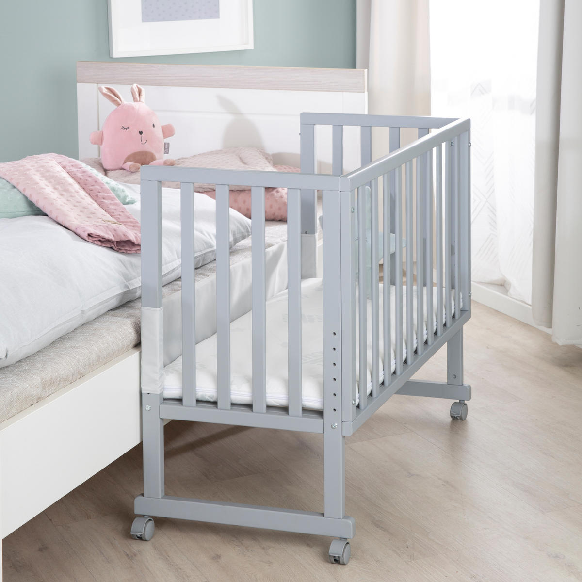 BEISTELLBETT 3in1 Set 90 x 45 cm - Taupe/Hellgrau, Holzwerkstoff (45/90cm) - Roba