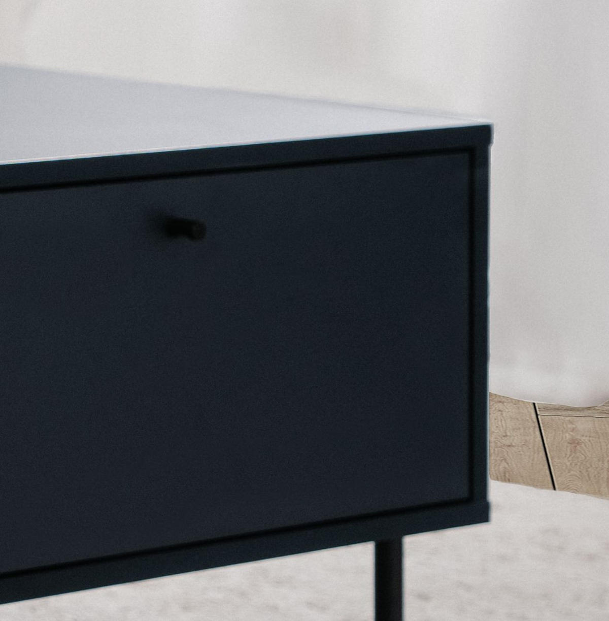 COUCHTISCH blau 110 cm, Wohnzimmertisch mit Stauraum - Blau/Schwarz, Holzwerkstoff/Metall (110/60/40cm) - Furn.Design