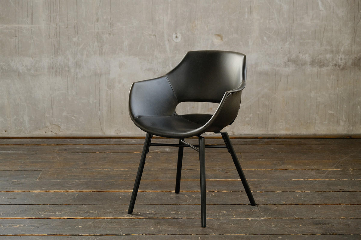 STUHL ZAJA Schwarz Kunstleder - Schwarz, Leder (57/82/59cm) - KAWOLA