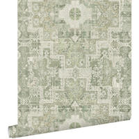TAPETE orientalisches Kelim-Patchwork 50 x 900 cm - Grün, Papier (50/900cm) - ESTAhome