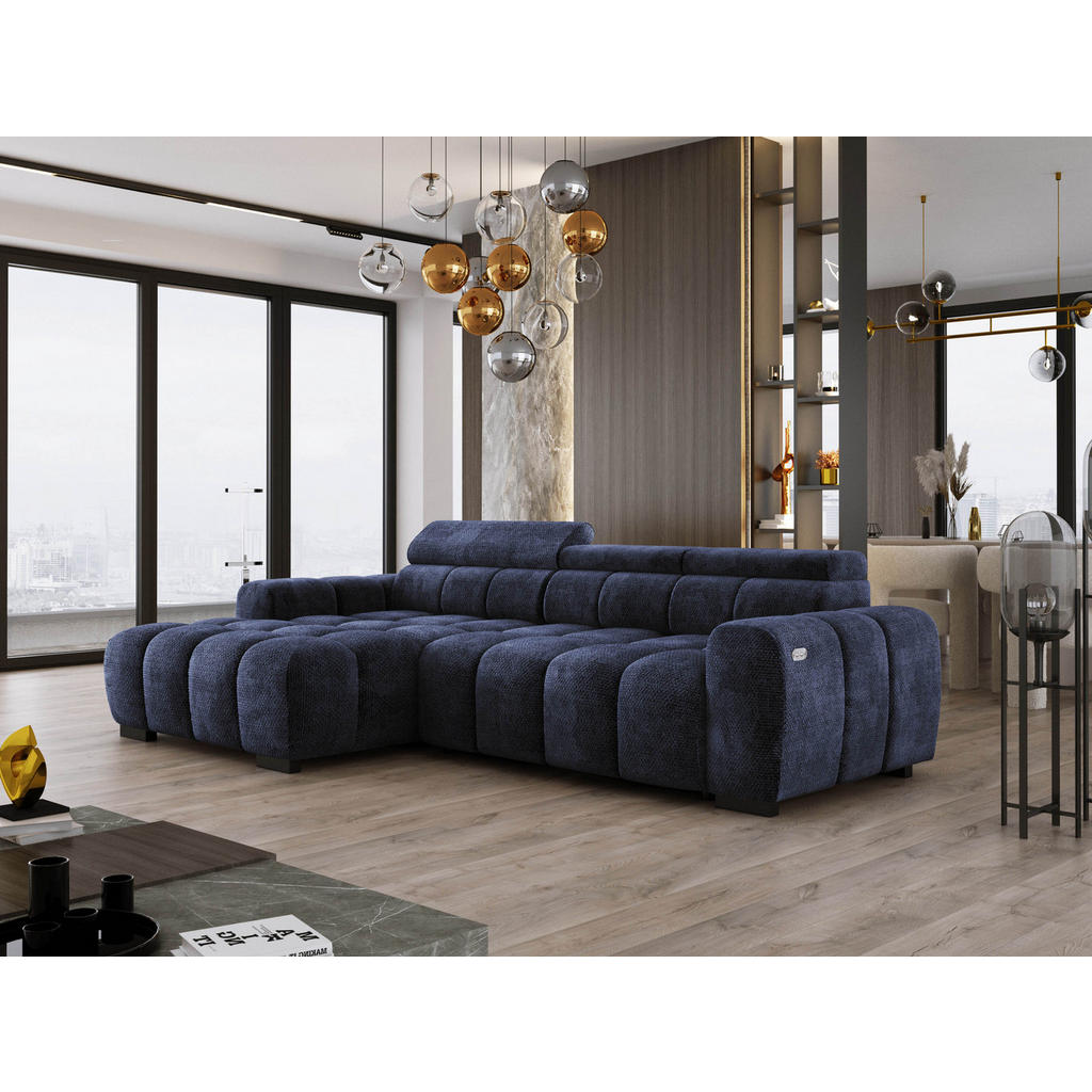 Thumbnail - DomoHome Ecksofa, Dunkelblau, Textil, Rechteckig, 285x168 cm, Wohnzimmer, Sofas & Couches, Wohnlandschaften, Ecksofas