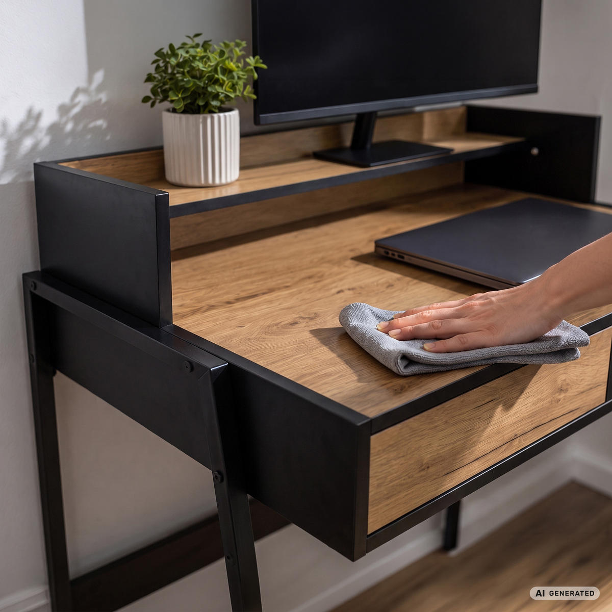 SCHREIBTISCH FLUX 78 cm Craft Eiche - Eichefarben/Schwarz, Holzwerkstoff (78/48/95cm) - Akord