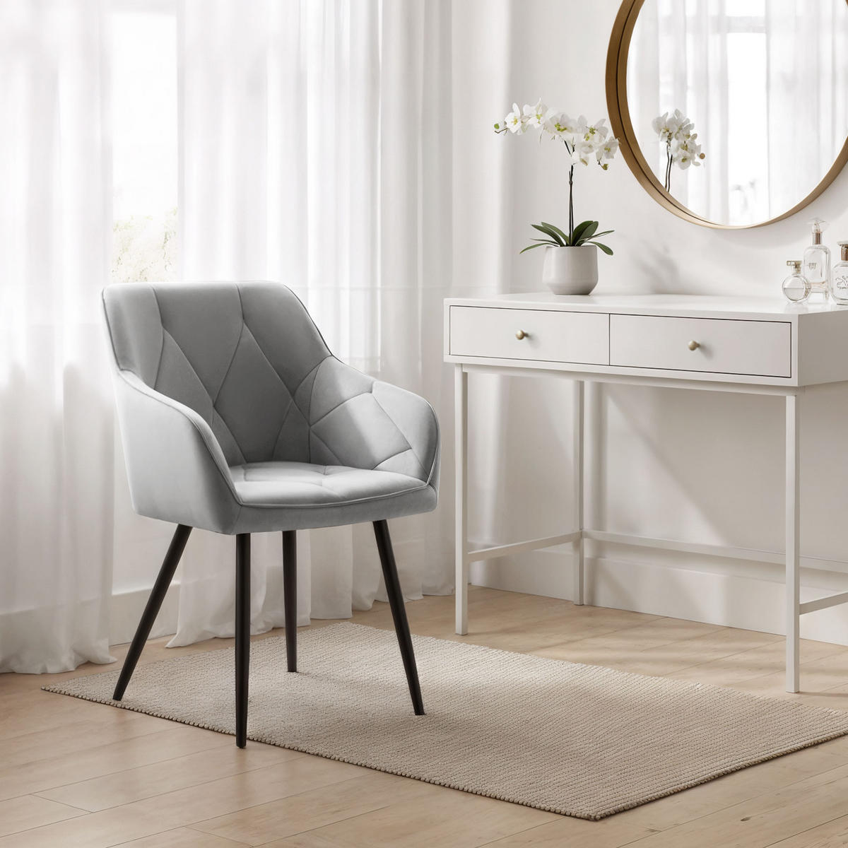 POLSTERSTUHL 4er Set, Metallbeine Grau, Schwarz 54,5/82,5/58 - Schwarz/Grau, Textil (55/83/58cm) - RAUMHIRSCH FURNITURE