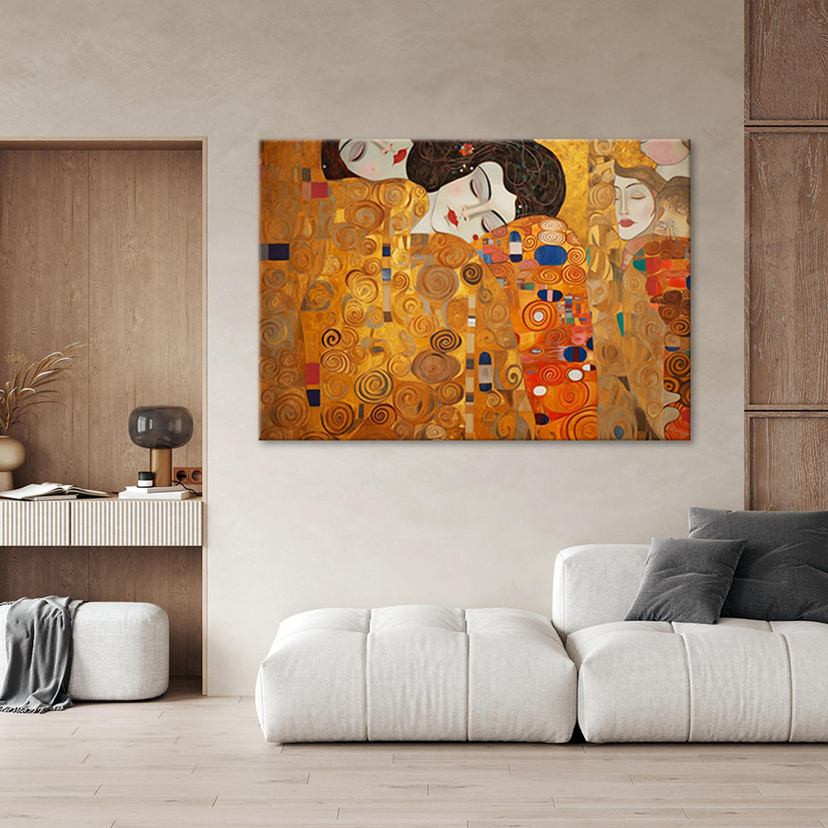 WANDBILD schöne frauen abstrakt g. klimt - Goldfarben, Textil (60/40cm) - Feeby