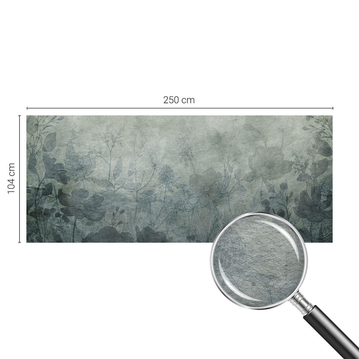 FOTOTAPETE 250x104 cm - Pflanzeneleganz - Grau, Textil (250/104cm) - Wallfluent