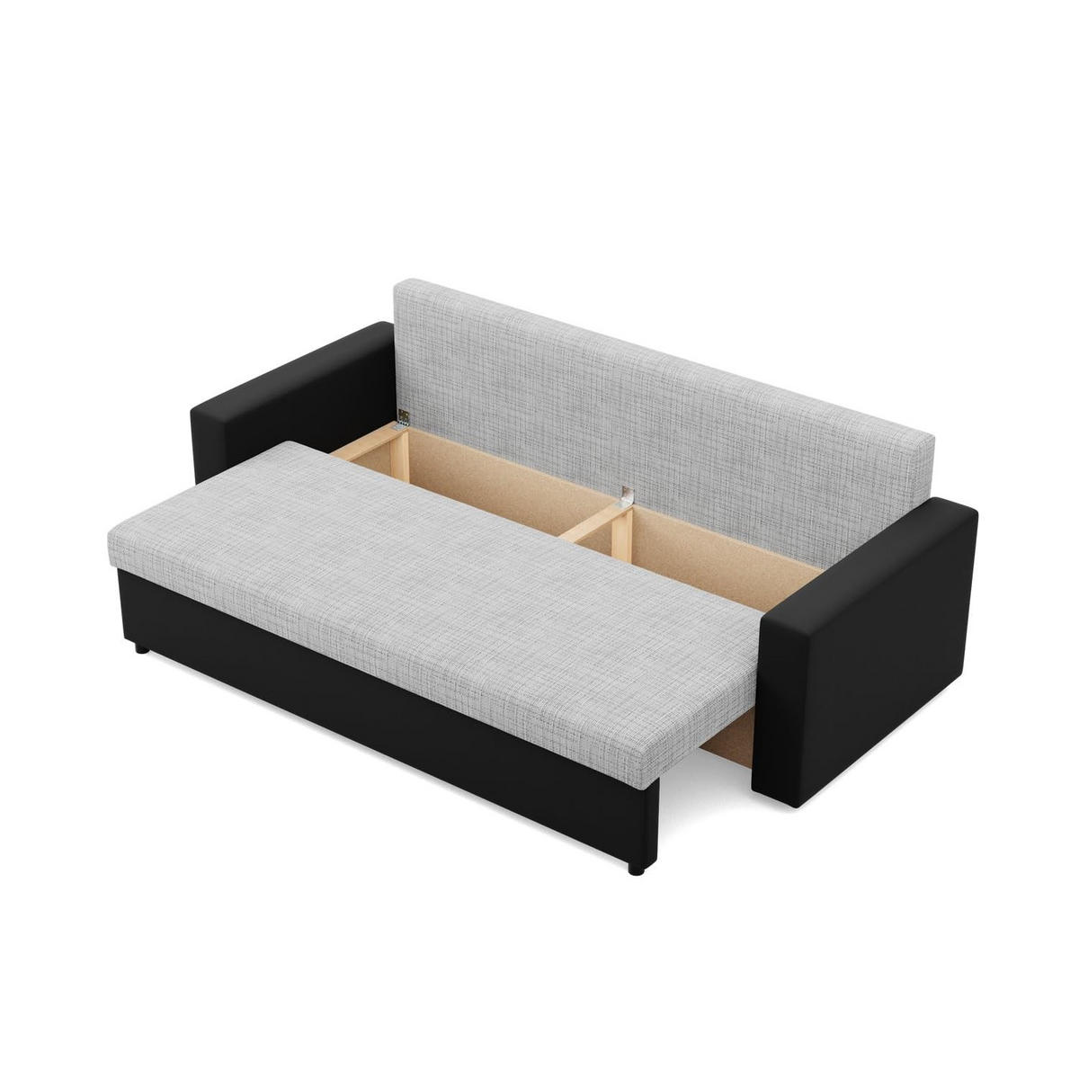SOFA 3-SITZER MIT SCHLAFFUNKTION LUNA, Grau + Schwarz - Schwarz/Grau, Textil (220/92/92cm)