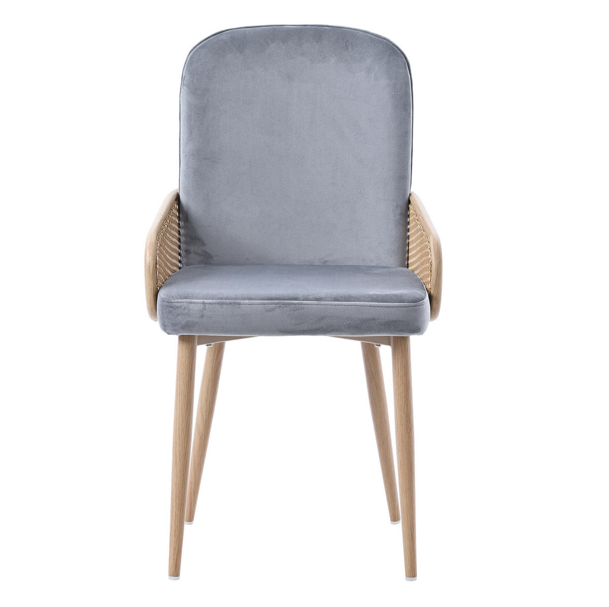 ESSZIMMERSTUHL 4er-Set Samt Rattan-Design Grau - Grau, Holz (45/90/45cm) - Meubliv