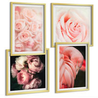BILDER SET 4er Set - 50x50 cm & 40x60 cm Goldrahmen - Pastellrosa Flamingos - Goldfarben, Kunststoff (50/50cm) - TULUP