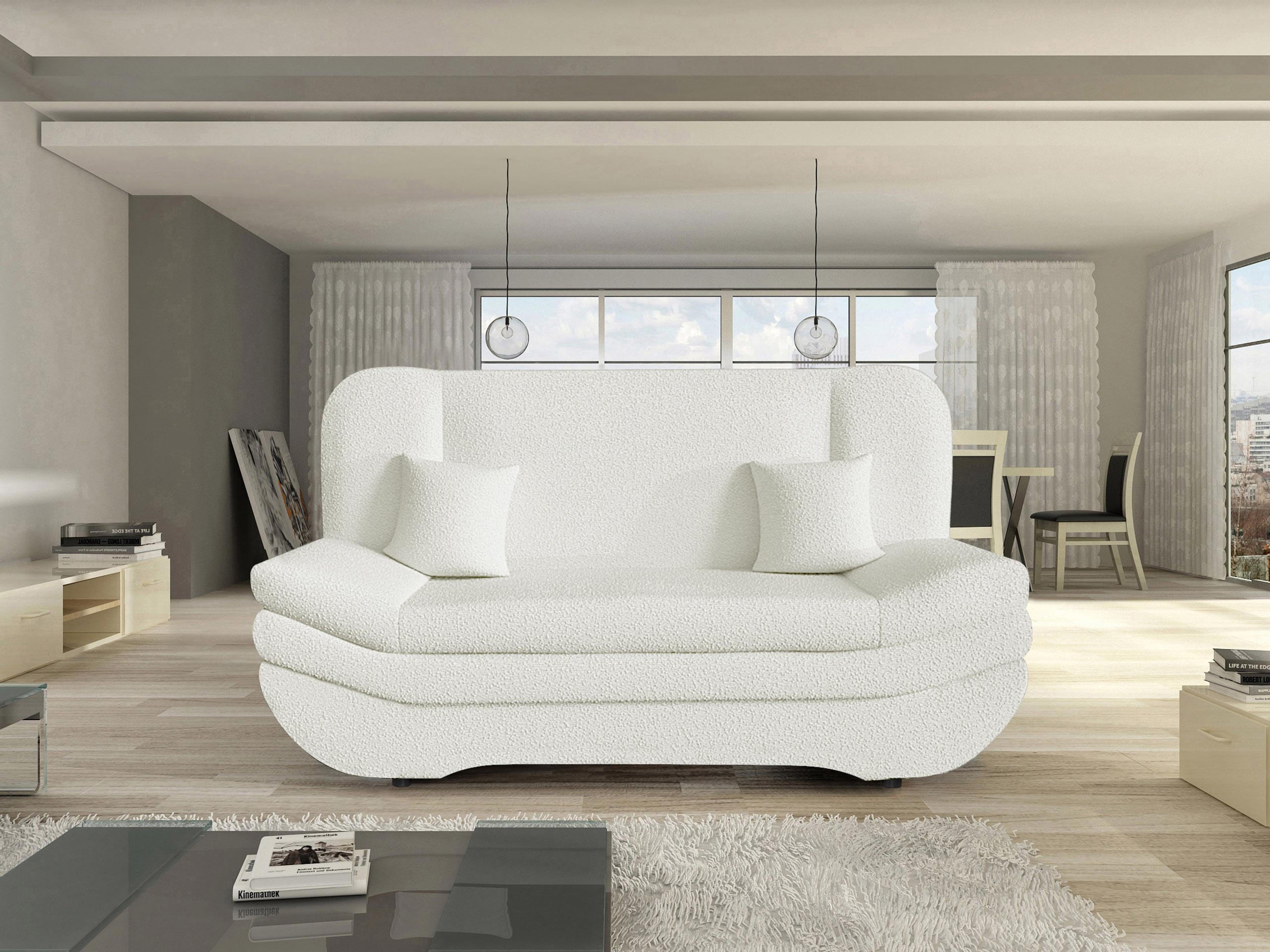 SCHLAFSOFA Weronika Premium - Creme/Schwarz, Holz/Kunststoff (200/95/90cm) - MIRJAN24