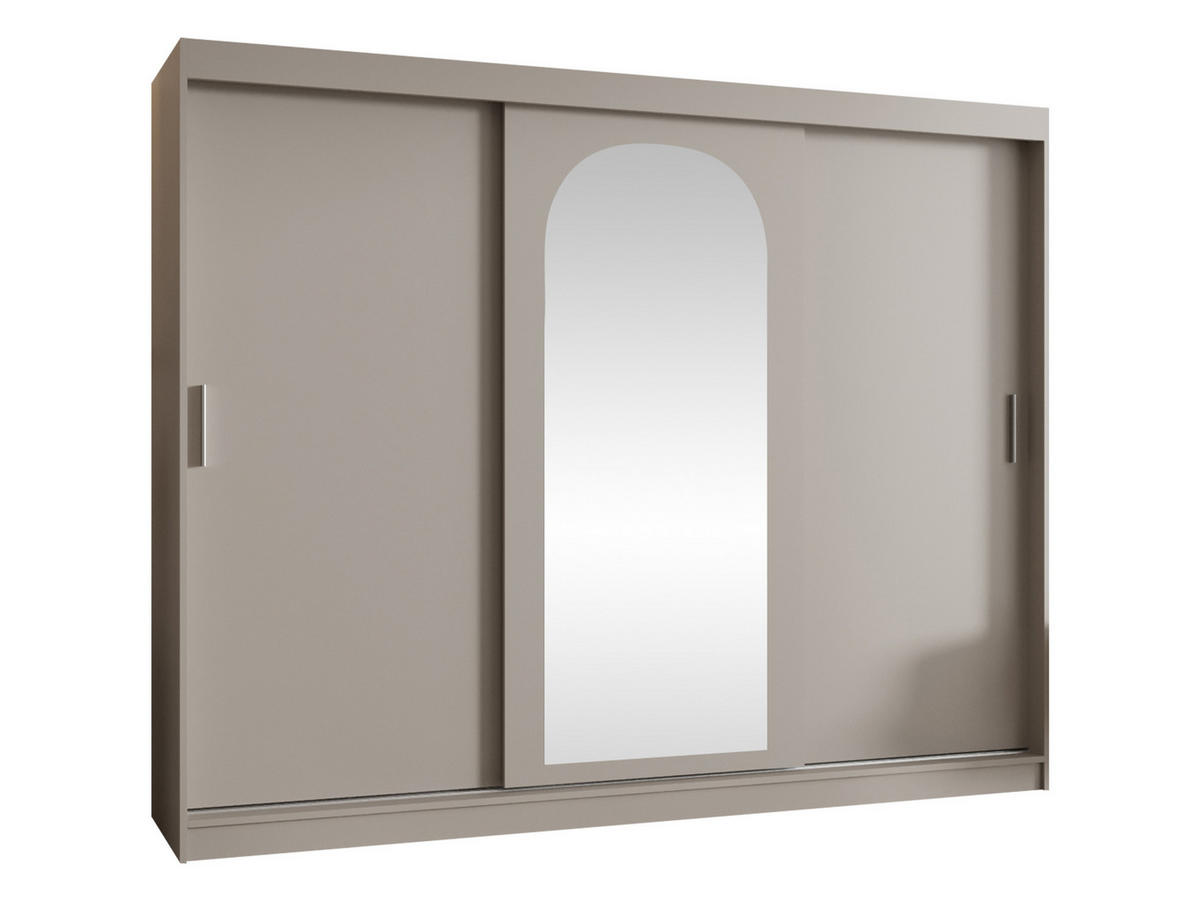 SCHWEBETÜRENSCHRANK Selfie 250 cm mit Schubladen - Kaschmir/Silberfarben, Holzwerkstoff/Kunststoff (250/200/62cm) - MIRJAN24
