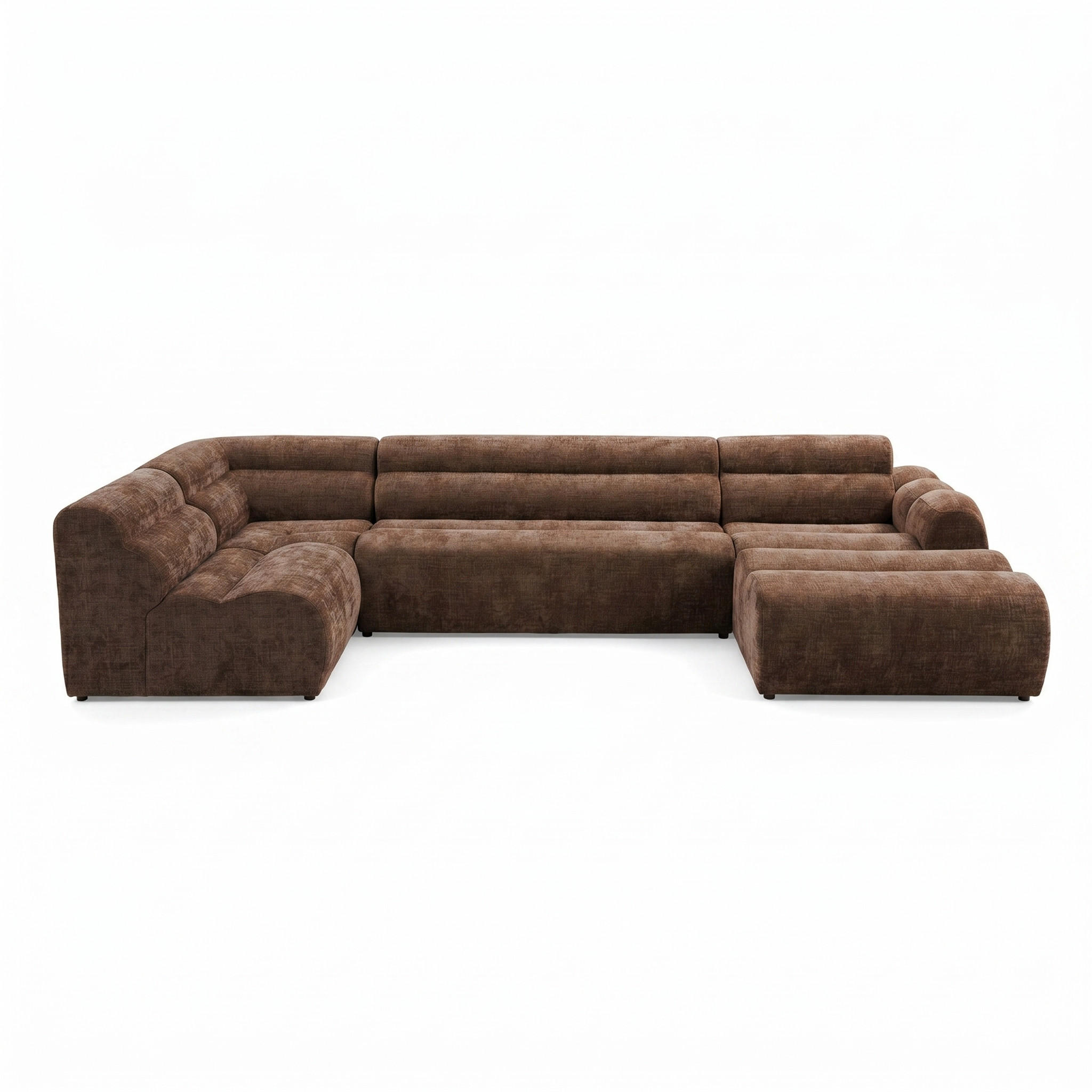 6-SITZER modulares Wohnlandschaft U XXL VEER SET 5 Links, 368 x 175 cm, Chenille Webstoff Orange - Schwarz/Orange, Holz/Kunststoff (368/75/175cm) - Muffo