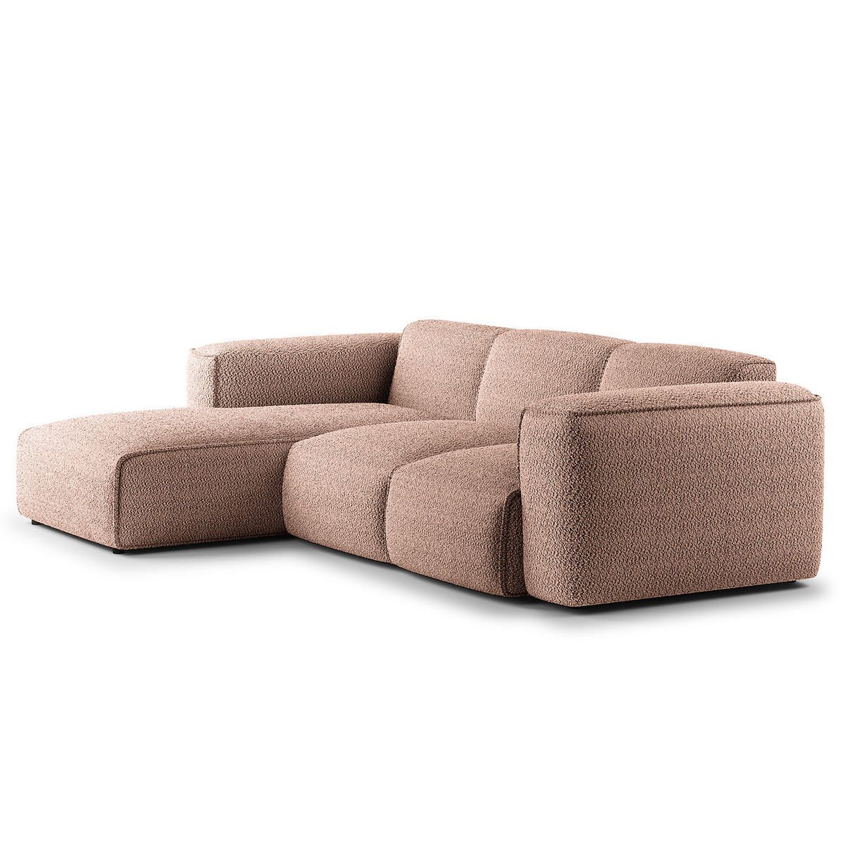 3-SITZER ECKSOFA mit Longchair - Mauve/Schwarz, Kunststoff/Textil (251/173cm) - home24