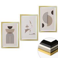 WANDBILDER 3er Set - 40x60 cm Goldrahmen - Abstrakte Formen und Gesicht - Goldfarben, Kunststoff (40/60cm) - ArtPrintCave