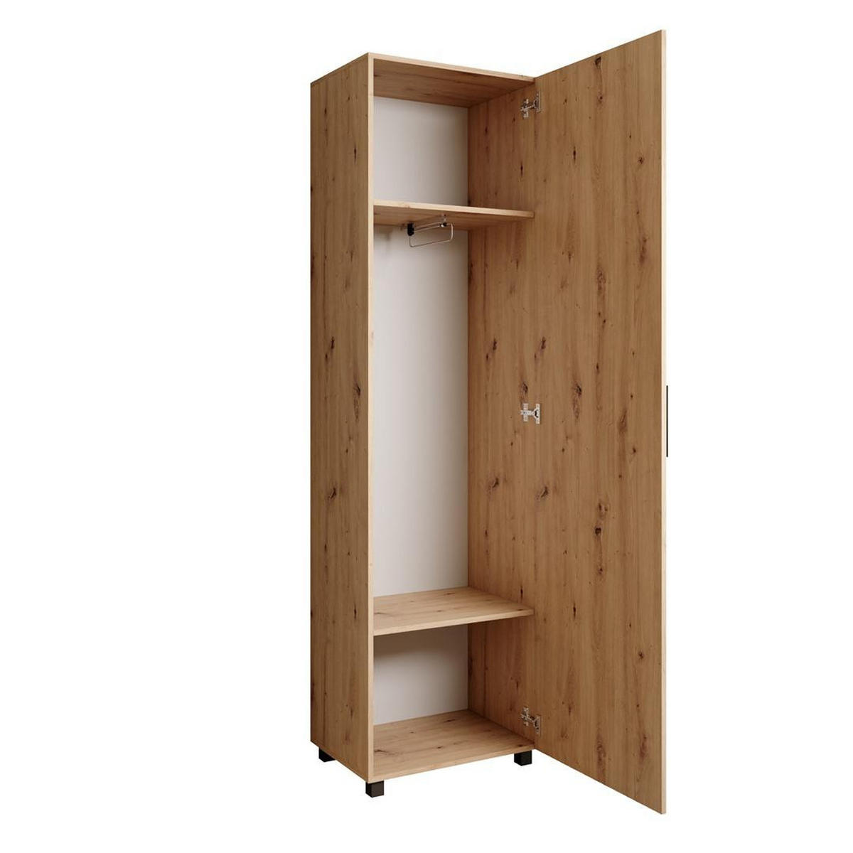ŠATNÍ skříň LIVIA – vysoká skříň se zrcadlem a lamelami v černé, dub Artisan - dub artisan, kompozitní dřevo (58/207/42cm) - Beautysofa