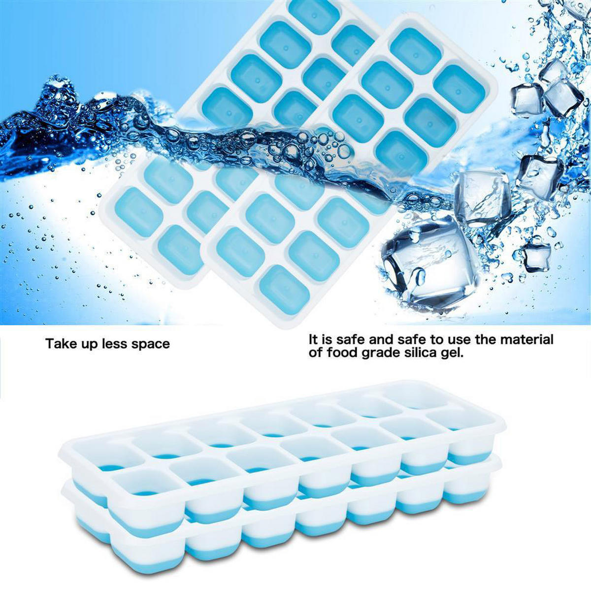 EISWÜRFELFORM 4er Set - Blau, Kunststoff (9.9/2.9/25.5cm) - Intirilife