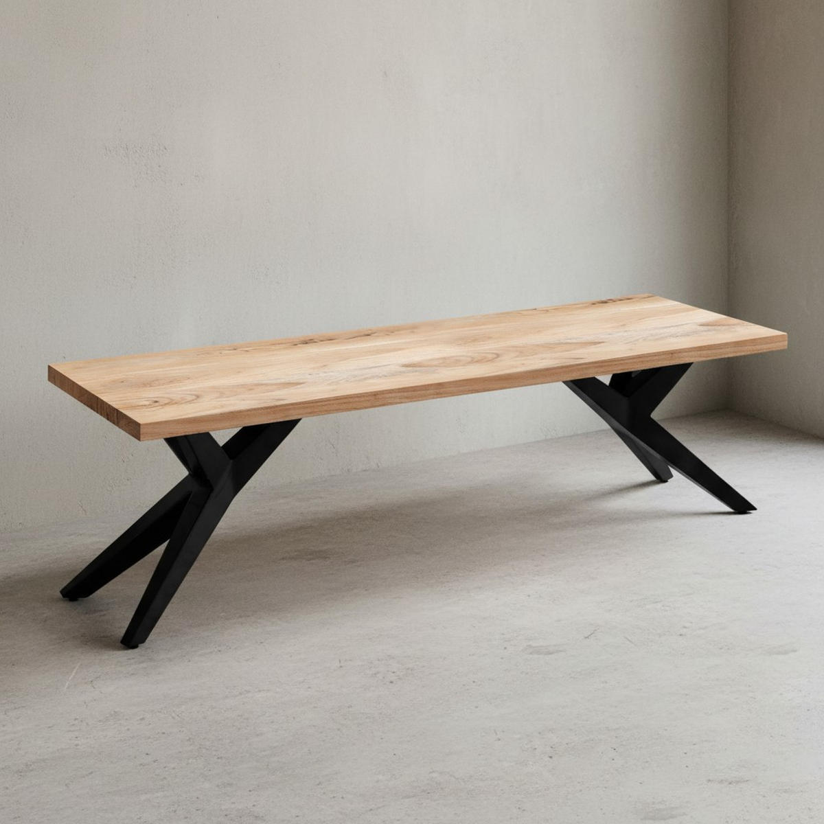 ESSZIMMERBANK Massivholz Metall Loft-Stil, Akazie 160x45x45 cm - Schwarz/Braun, Holz/Metall (160/45/45cm) - KADIMA DESIGN