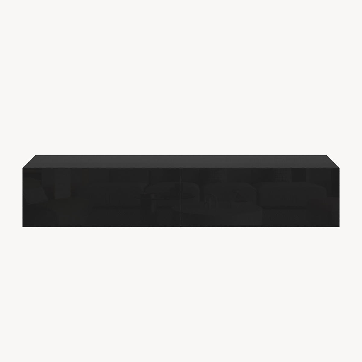 HÄNGELOWBOARD Evaton - Schwarz Hochglanz, Holzwerkstoff (160/30/31.5cm) - [en.casa]