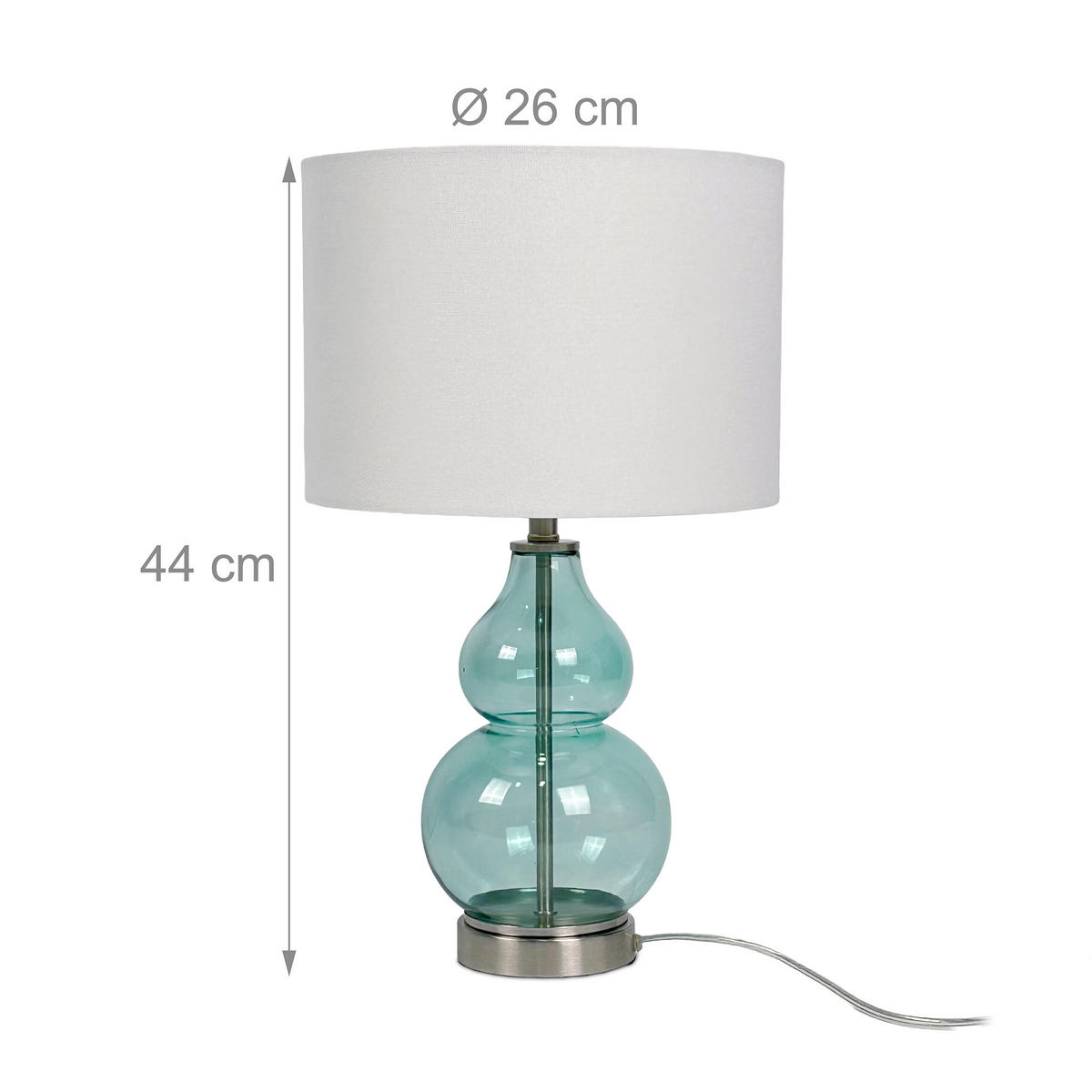 TISCHLAMPE - Multicolor, Glas/Textil (26/26/44cm) - Relaxdays