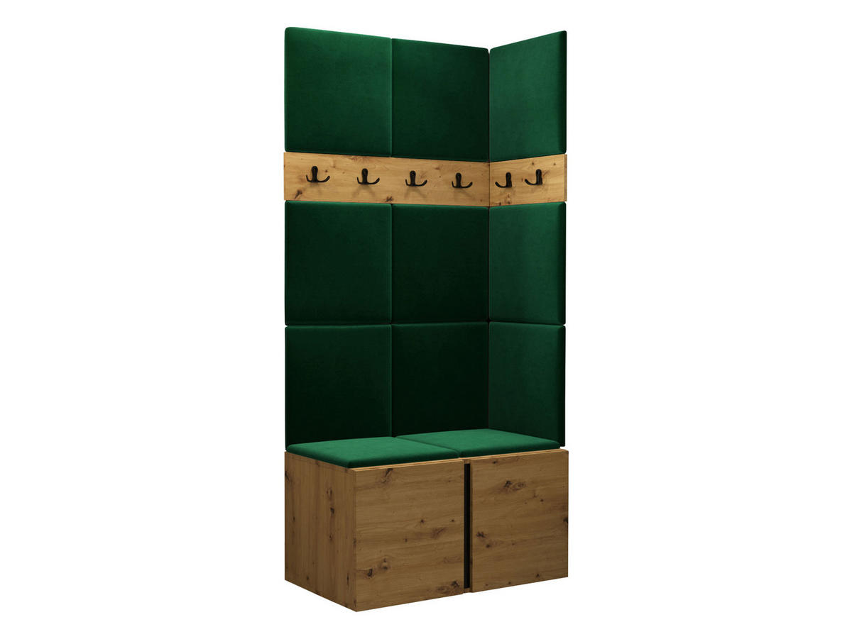 GARDEROBEN-SET Orion I - Eiche Artisan/Grün, Holzwerkstoff/Kunststoff (84/186/46cm) - MIRJAN24