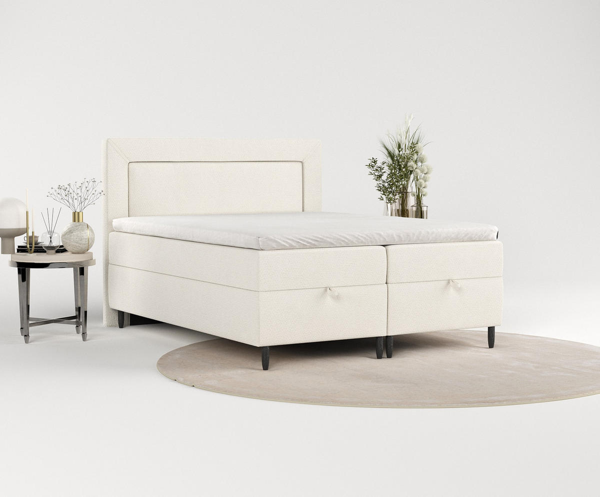 BOXBETT Nea Weiß 140/200 cm - Schwarz/Weiß, Holz/Holzwerkstoff (140/200cm) - Maison de Reve