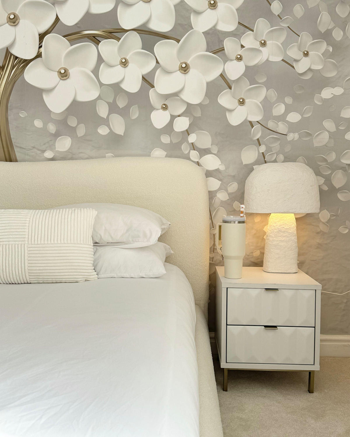 POLSTERBETT Weiß 180x200 cm Blagnac - Weiß, Textil - Beliani