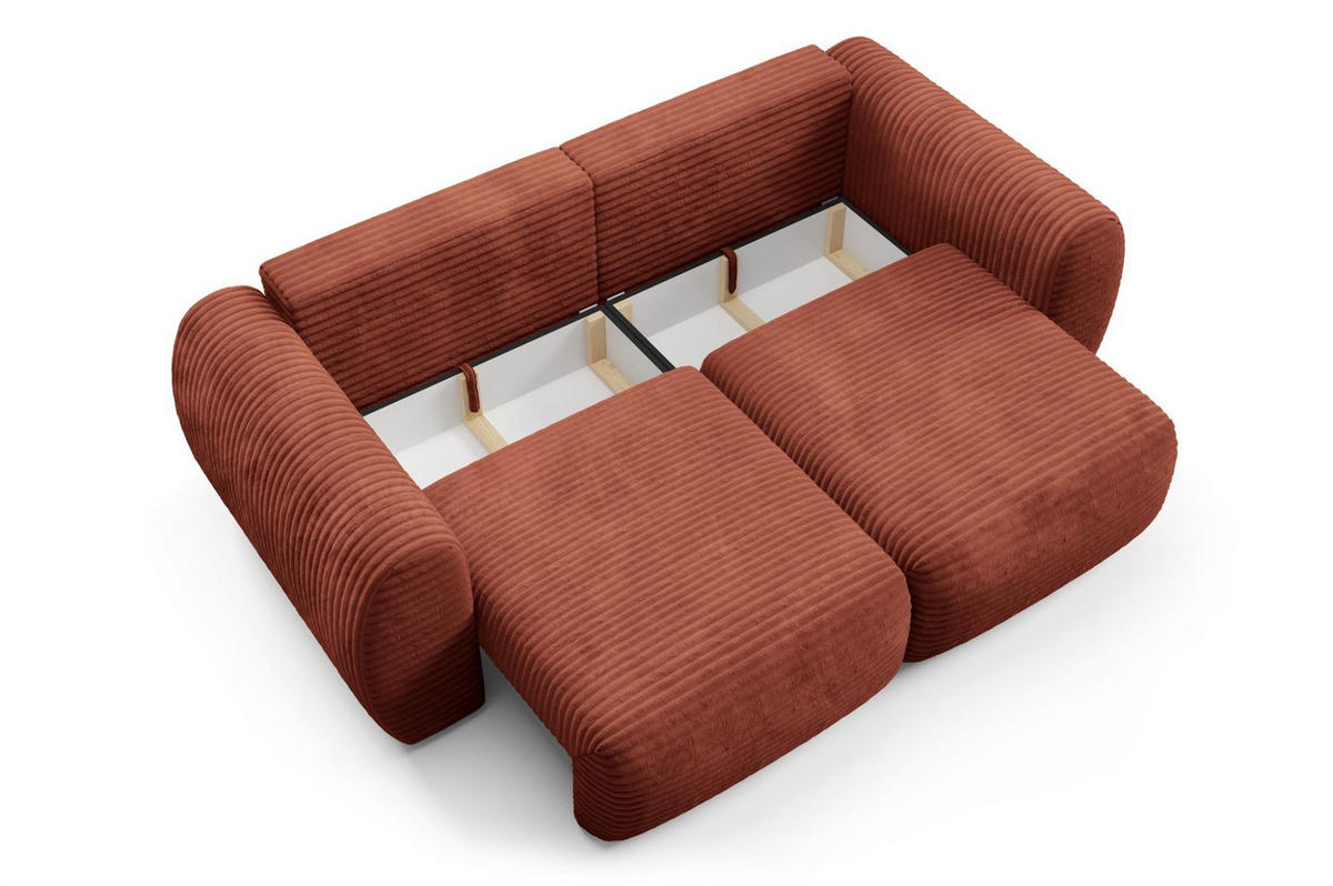 SCHLAFSOFA Simone - Rotbraun, Holzwerkstoff/Textil (266/95/110cm) - Fun Möbel