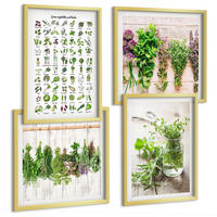 BILDER SET 4er Set - 50x50 cm & 40x60 cm Goldrahmen - Getrocknete Kräuter für die Küche - Goldfarben, Kunststoff (50/50cm) - TULUP