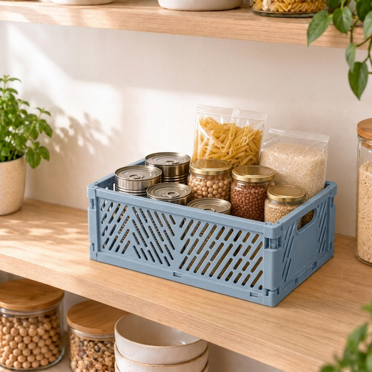 SKLÁDACÍBOX Světle modrá sada-4 - světle modrá, plast (29/12/21cm) - Relaxdays