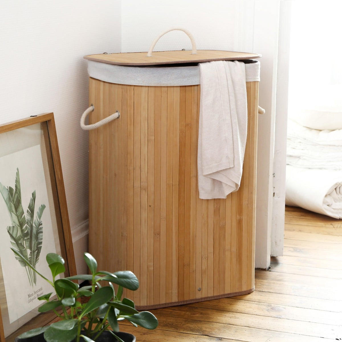 WÄSCHEKORB aus bambus 70l 40/30/60 cm - Apfelbaumfarben, Holz (30/60/40cm) - Calicosy