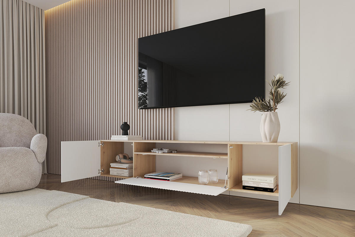 LOWBOARD NOA-2-W 200x40x41 cm - Artisan / Weiß - Weiß, Holzwerkstoff (200/40/41cm) - ALTDECOR