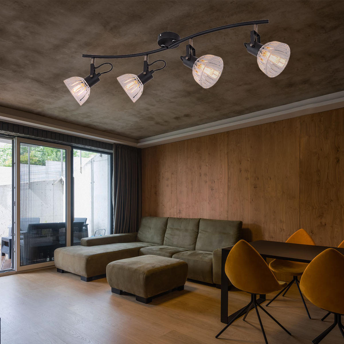 DECKENLEUCHTE Vernole Metall Schwarz - Schwarz, Glas (70/15.5/18cm) - Globo Lighting