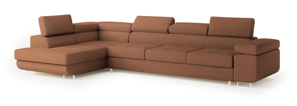 ROHOVÁ SEDAČKA VICENTE měděná - stříbrná/měděná, dřevo/kompozitní dřevo (346/202cm) - MASSENO