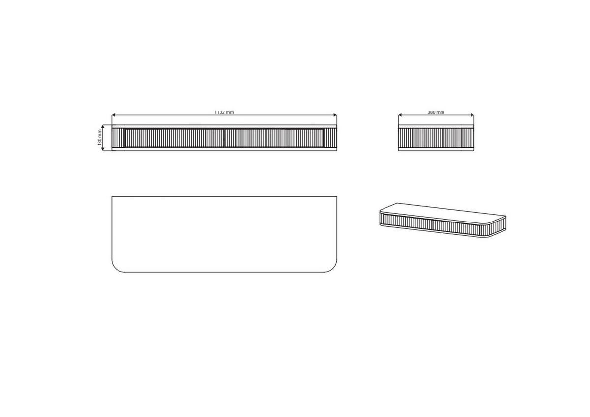 WANDKONSOLE Ovarlo Schwarz mit 2 Schubladen 113 cm - Schwarz, Holzwerkstoff (113.2/13/38cm) - Selsey