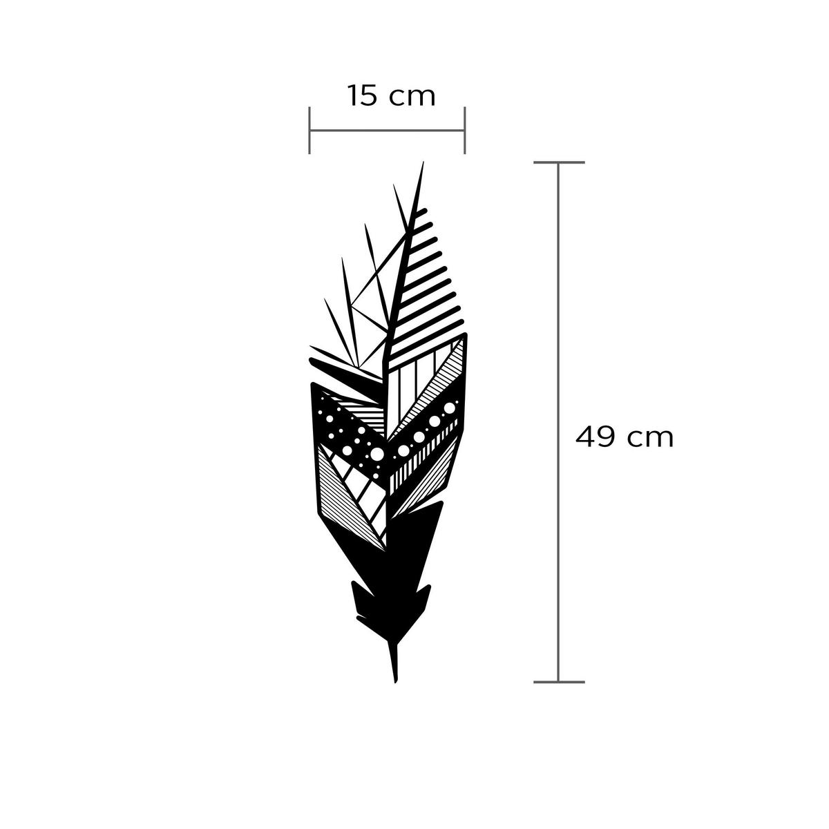 WANDDEKORATION Metall Nr. 13 Feather Schwarz 15/0,3/49 cm - Schwarz, Metall (15/49/0.3cm) - Decortie