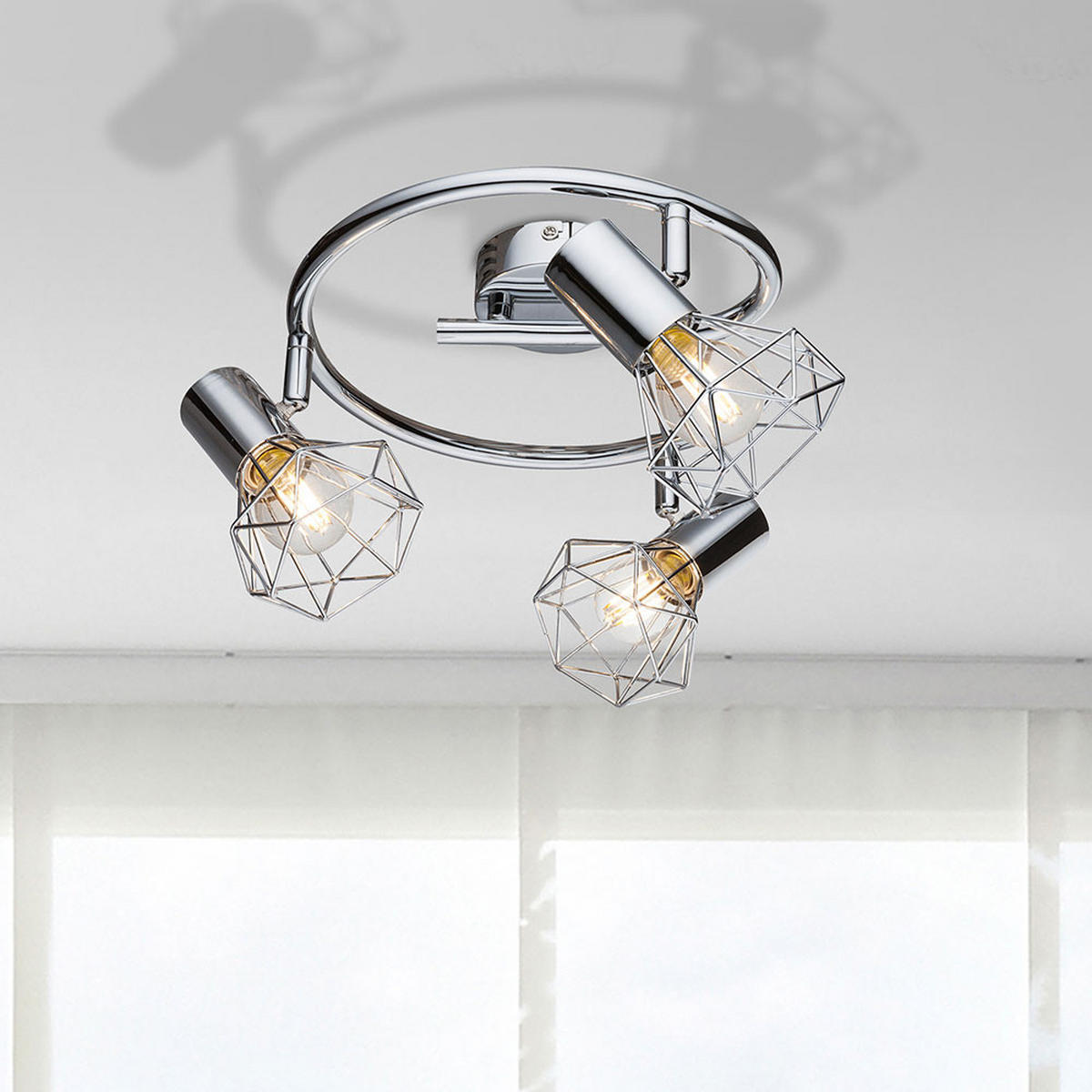 LED DECKENLEUCHTE XARA I Chrom Silber - Silberfarben, Metall (25/25/15cm) - Globo Lighting