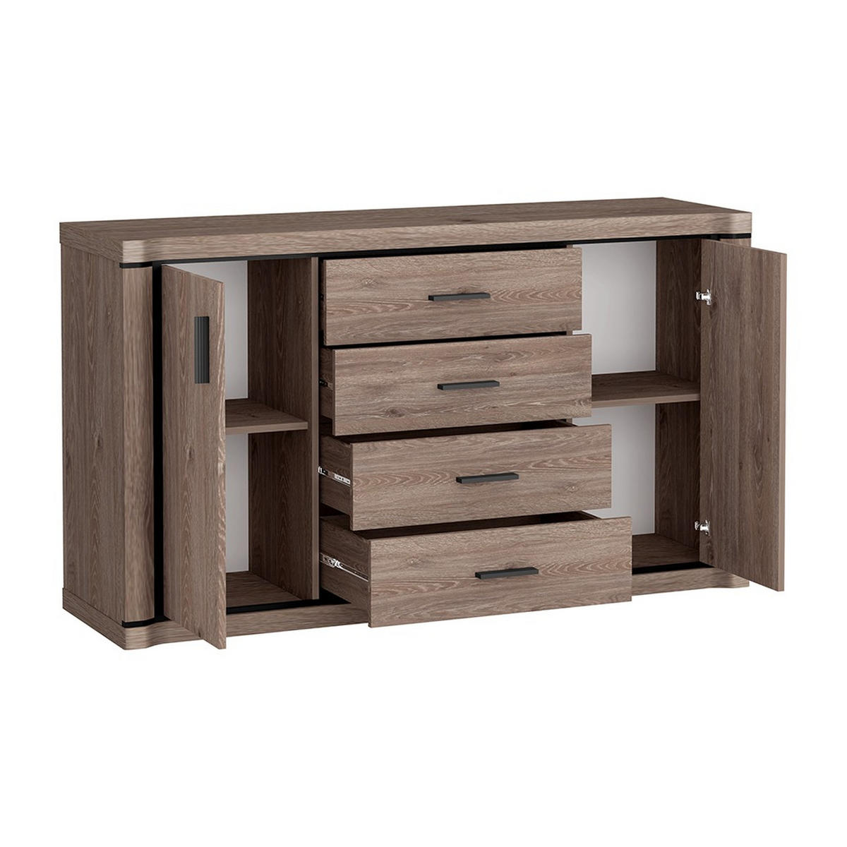 KOMMODE Dallas D-1 157 x 91 x 45 cm Trüffeleiche - Trüffeleichefarben, Holzwerkstoff/Kunststoff (157/91/45cm) - Koseto