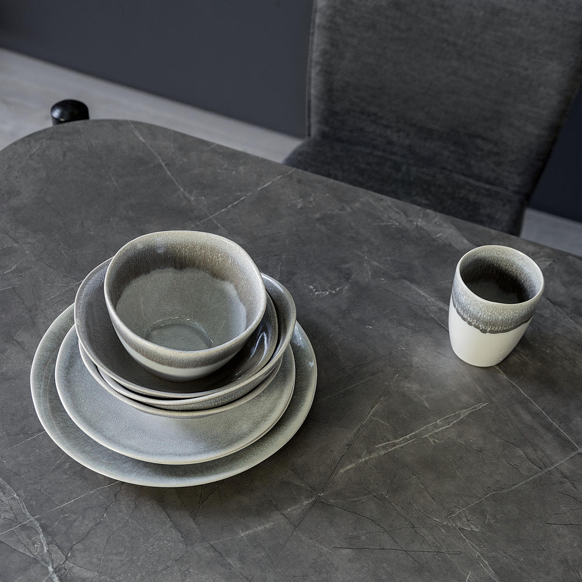 ESSTISCH - Anthrazit, Holzwerkstoff/Metall (90/160/75cm) - home24