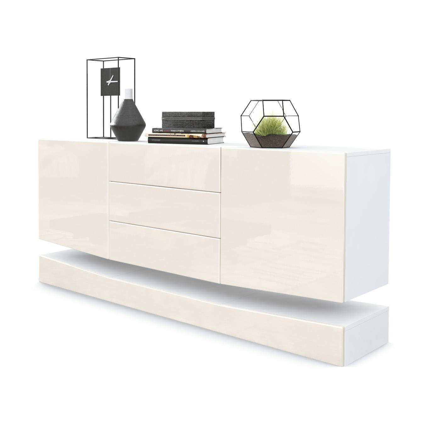 SIDEBOARD City Fronten in Creme Hochglanz - Creme, Holzwerkstoff (178/82/39cm) - Vladon