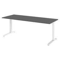 SCHREIBTISCH Serie-XB 80/200/74 cm in Graphitfarben/Weiß/Alu poliert - Silberfarben/Graphitfarben, Holzwerkstoff (80/200/74cm) - bümö