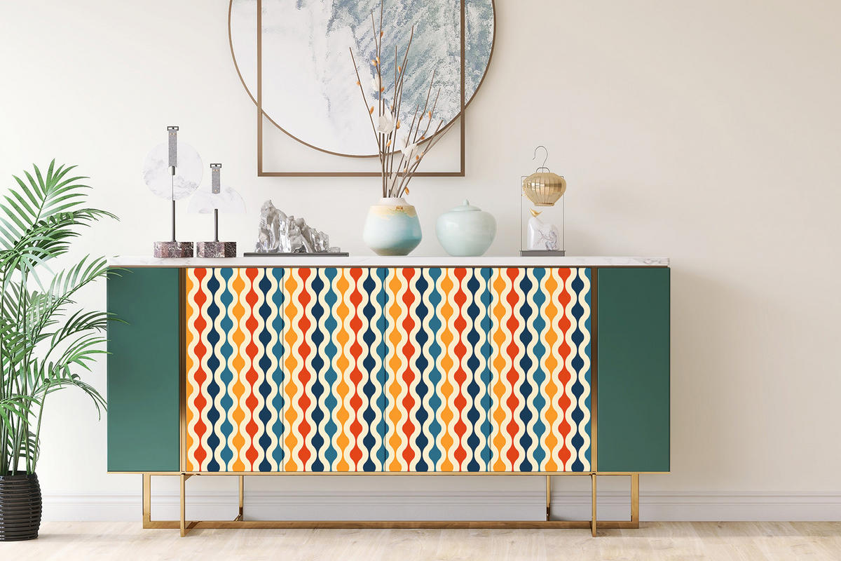 MÖBELAUFKLEBER 100x50 cm Retro-Muster - Multicolor, Kunststoff (100/50/50cm) - TULUP
