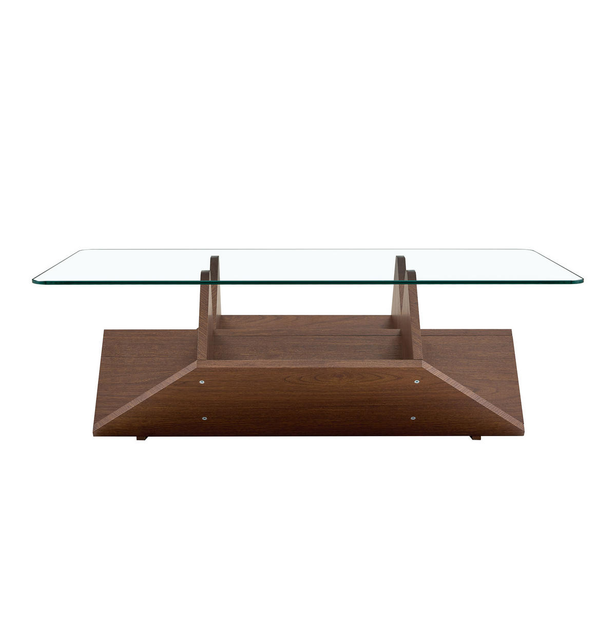 COUCHTISCH 103/63/33.5 cm in Walnuss aus MDF mit Glasplatte und Fächern - Walnussfarben, Holzwerkstoff (103/63/33.5cm) - OKMYHOME