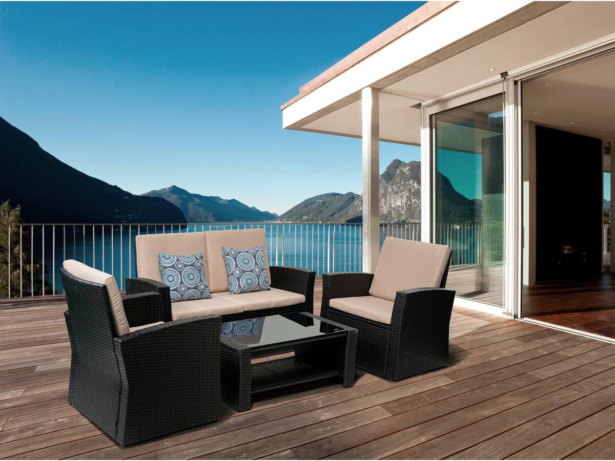 LOUNGEGARNITUR Ilana 4-Sitzer Schwarz - Schwarz, Kunststoff - Habitat Garten