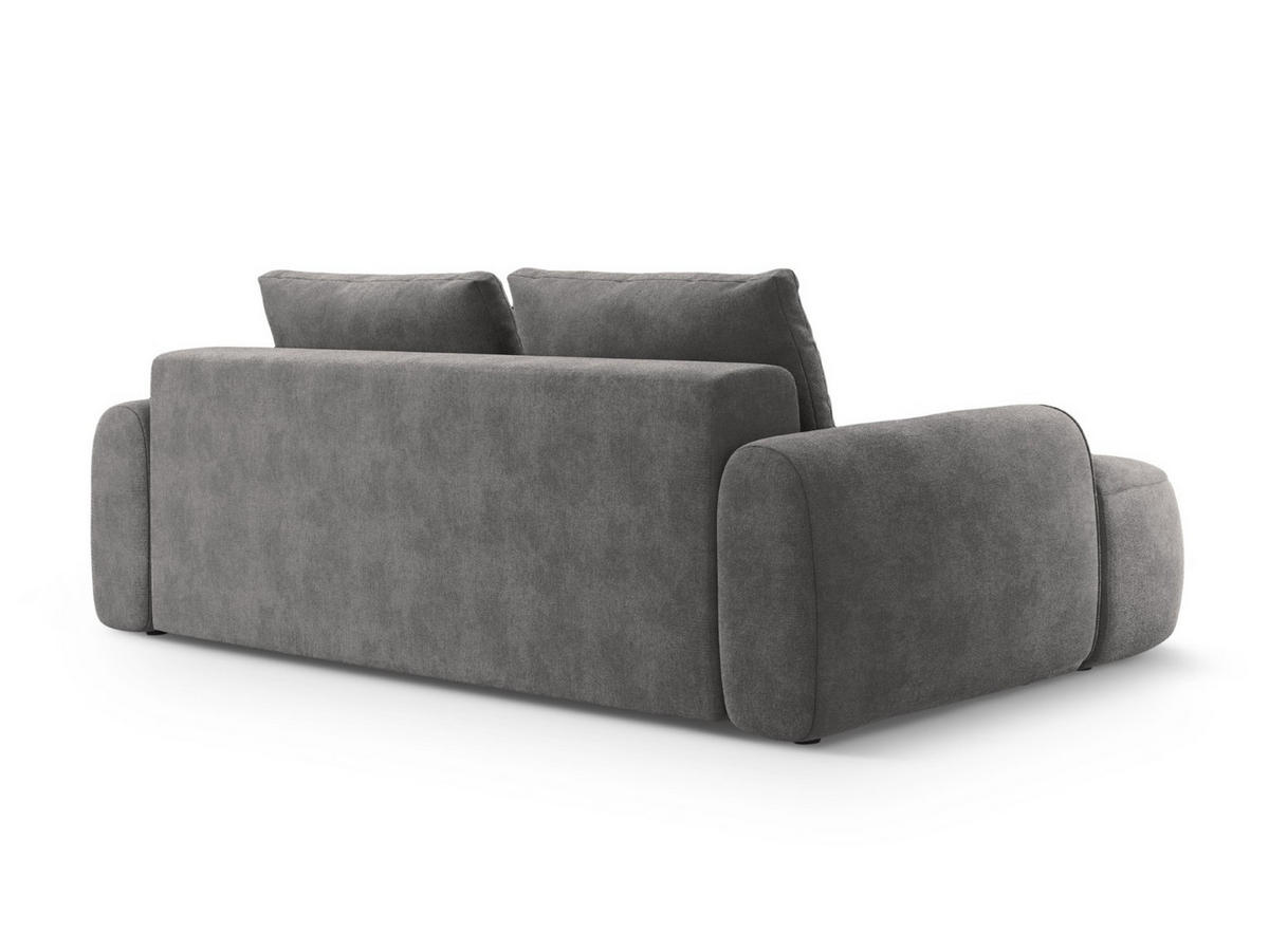 AUSKLAPPBARES-SOFA mit Bettkasten Linz aus Samt grau 4 Sitzplätze - Grau, Textil (100/84/250cm) - Cosmopolitan Design