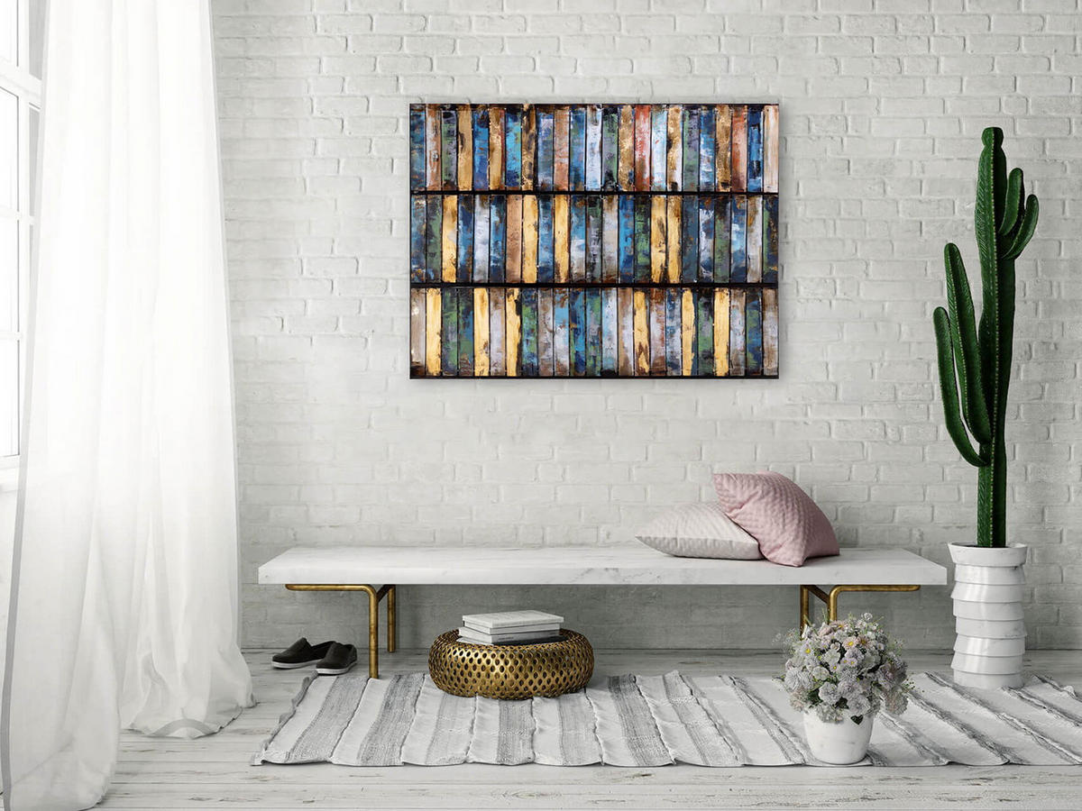 METALLBILD Blau 100/70 cm - Blau, Metall (8.8/70cm) - KUNSTLOFT