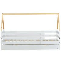 HAUSBETT 90/200 cm Weiß, Natur - Weiß, Holz - Raumix