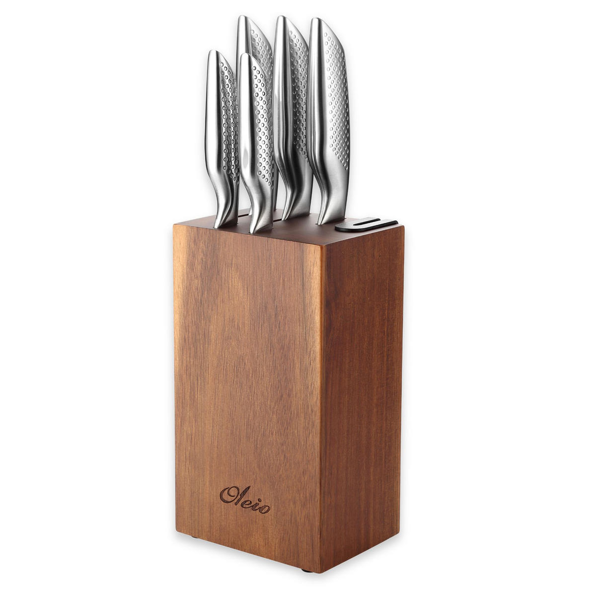 MESSERBLOCK-SET 5-TEILIG - Akaziefarben, Holz/Metall (1/1/1cm) - Oleio