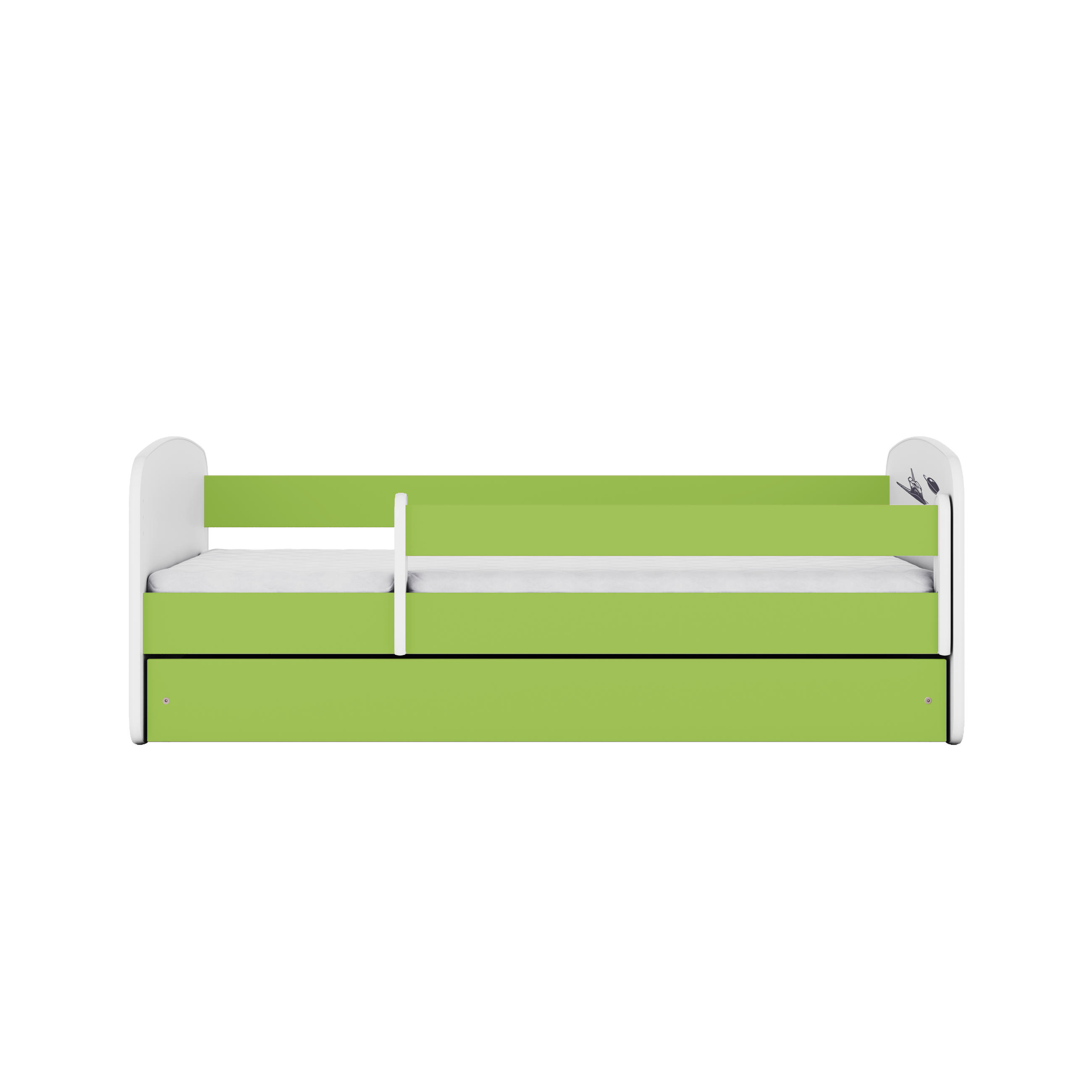 KINDERBETT NASA mit Schublade 160/80 90/61/164 - Grün, Holzwerkstoff (80/160cm) - RAUMHIRSCH FURNITURE